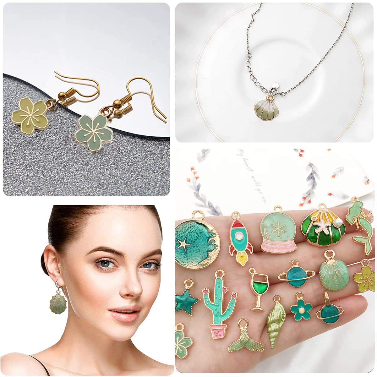 MAYCREATE 31 Pcs DIY Jewelry Making Pendent Kit Assorted Cartoon Theme Enamel Charms Pendents Gold Plated DIY Charm Necklace Bracelets Pendent Kit for Bracelet Jewelry Making and Crafting