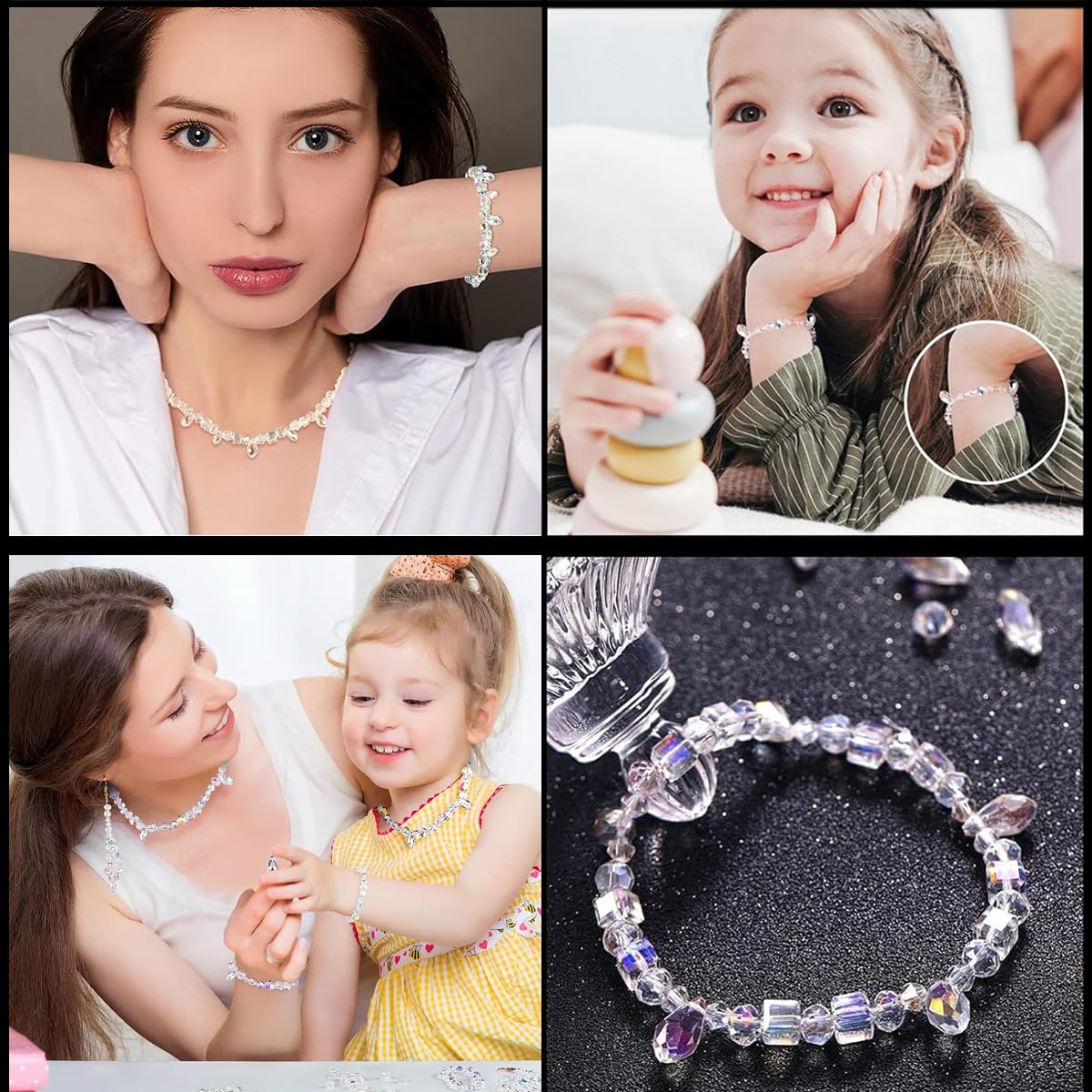 MAYCREATE 600PCS Glass Beads, Crystal Beads for Jewelry Making Crystal Glass Crystal Beads Rainbow for Jewelry Making Crafts DIY Necklace Bracelet Making Kit Crystal Beads