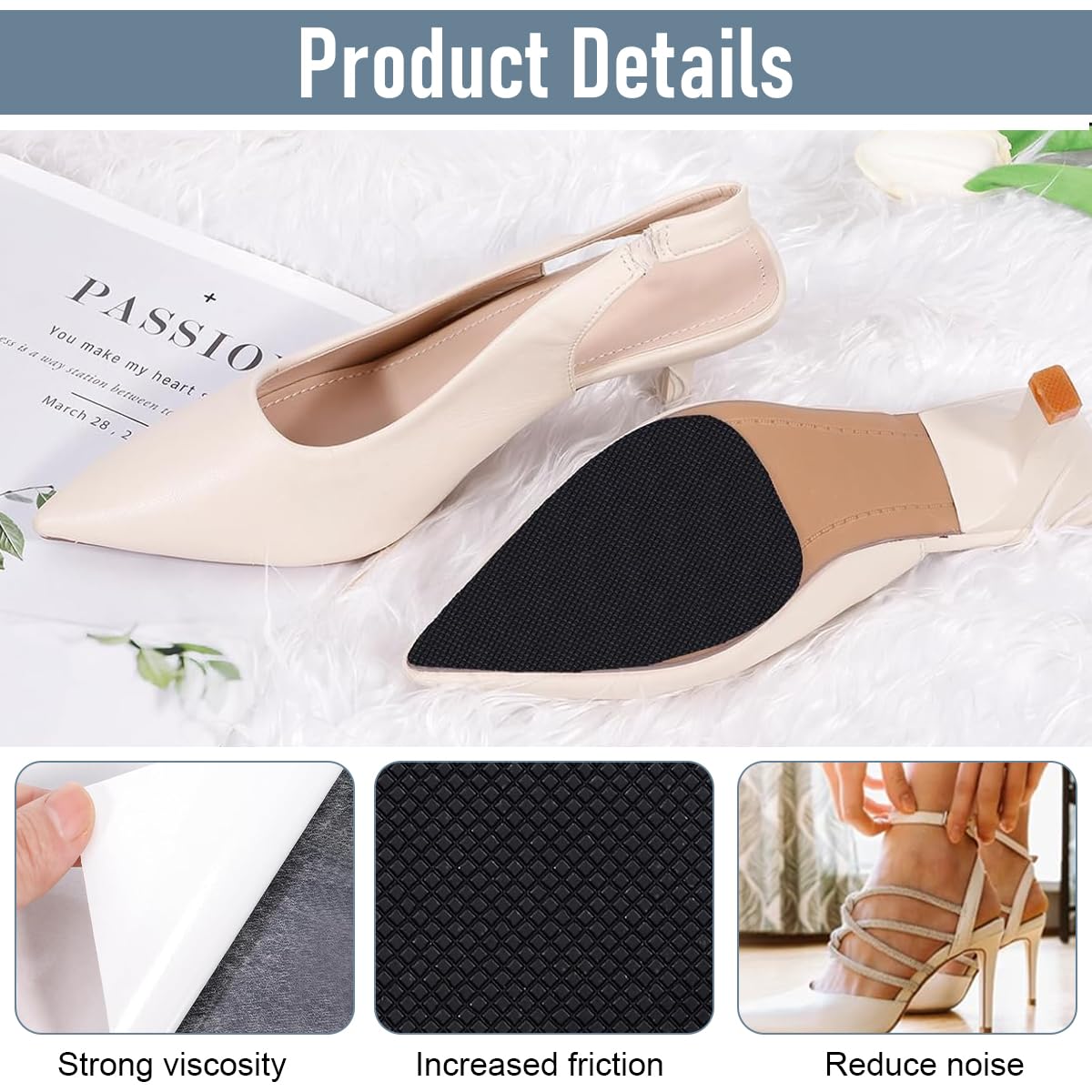 MAYCREATE Shoe Sole Protectors 24PCS for Leather Shoes and High Heels featuring Non Slip Rubber | Self Adhesive Cuttable Grips
