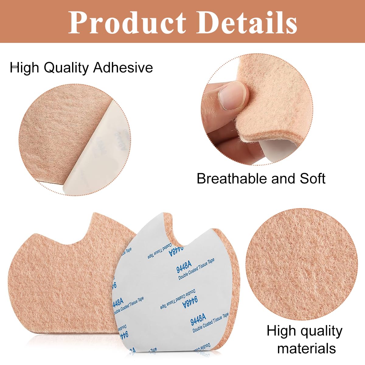 MAYCREATE 3 Pairs Wool Felt Ball of Foot Cushion Shoe Insoles, Foot Pads for Dancer Sesamoiditis Pads, Self-Adhesive Foot Cushion Pads for Men Women Dancing Pain Relief