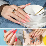 MAYCREATE 12 Colors Press on Nails Almond, Press on Nails Glossy Stiletto Oval Colored Fake Nail Tips Full Cover Artificial Fingernails (Not include Glue)