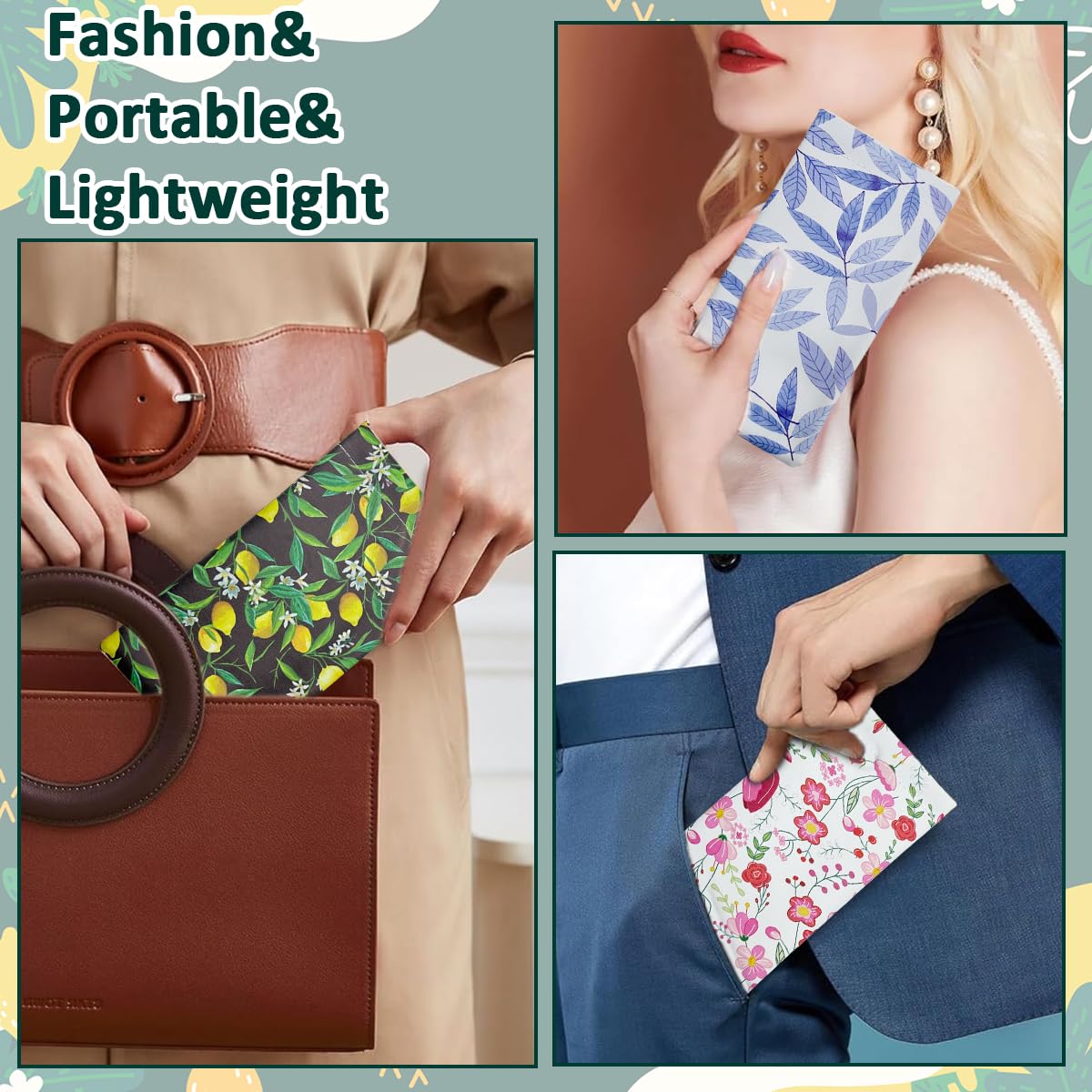 MAYCREATE 3pcs Sunglasses Pouch Women Sunglasses Eyeglasses Storage Pouches Fashion Print PU Sunglasses Pouch Bag Self-closing Closure Sunglasses Storage Pouch, 182x95mm