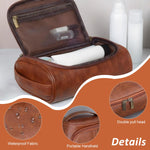 MAYCREATE Toiletries Travel Bag for Men with Handle and Smooth Zipper | PU Leather Organizer