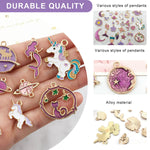 MAYCREATE Enamel Pendant Charms Set for DIY Jewelry Making with Hanging Hole | 31Pcs Gold Plated Purple Kit