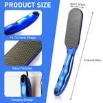 MAYCREATE Foot File for Callus Removal with Ergonomic Long Handle and Nanoglass Surface | Gentle Exfoliation for Smooth Feet