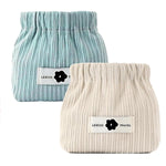 MAYCREATE Makeup Pouch 2Pcs Set for Travel and Daily Use featuring Easy Squeeze Open | 13x5x12cm Soft Corduroy Organizer for Women