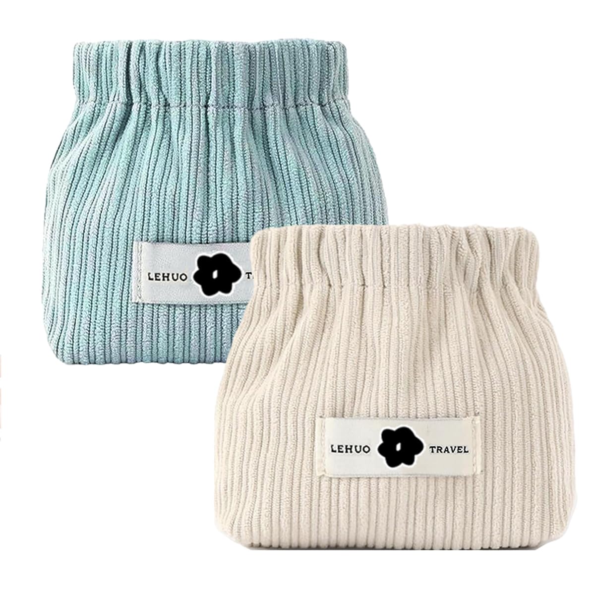 MAYCREATE 2pcs Small Makeup Pouch, Corduroy Coin Pouch Lipstick Bag, Mini Jewelry Storage Pouches for Women Girls, Easy Squeeze Open Portable Travel Pouch Organizer