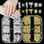 MAYCREATE Beach Nail Art Charms for DIY Manicure with 3D Metal Ocean Designs | Dual Tone Boho Style