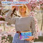 MAYCREATE Cosmetic Bag Zipper Makeup Pouch TPU, Semi-Transparent Holographic Travel Toiletry Bag Makeup Organizer Bag Cosmetic Storage Bag, Multi-Use Pencil Pouch for Girls