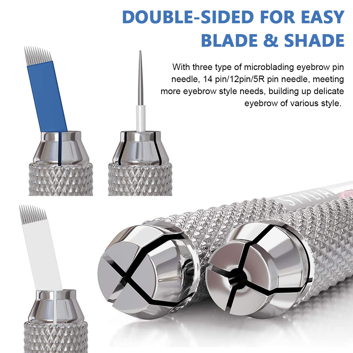 MAYCREATE Microblading Kit for Eyebrow Practice with 3 Needle Types and 210 pcs Tools | Anti Slip Pen and Black Ink for Beginners