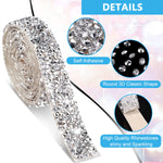 MAYCREATE Self Adhesive Bling Rhinestone Strips for DIY Crafts with 4 Rolls 1 Yard Each | Silver Crystal Ribbon Decoration