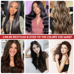 MAYCREATE Hair Extensions for Women with 7 Clip Pieces 22 in Straight Synthetic Fiber | Natural Black Seamless Volume