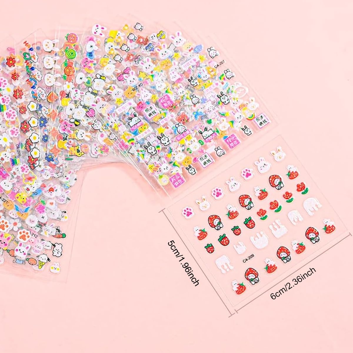 MAYCREATE Cartoon Rabbit Nail Art Stickers for DIY Kids Manicure with 30 Sheets | 3D Self-Adhesive Safe Decals