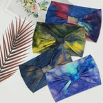 MAYCREATE 4 Pack Wide Headband for Women, Stretchy Knotted Head Bands for Women, Polyester Tie-dye Print Hairband for Women Ladies, Stylish Hair Bands Yoga Sweatband Sports Head Wraps