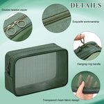 MAYCREATE Makeup Organizer Bag Set for Travel with 8PCS Mesh Zipper Pouches in Green