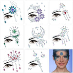 MAYCREATE 16Pcs Face Rhinestone Stickers Shining Makeup 3D Flower Crystal Rhinestone Diamond Stickers Color Rhinestone Stickers for Events, Party, Festivals, DIY Crafting