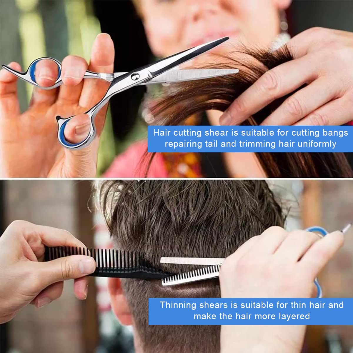 MAYCREATE Hair Cutting Scissors Kit with 2 Straight & 1 Thinning Scissor Set | Adjustable Screw Case