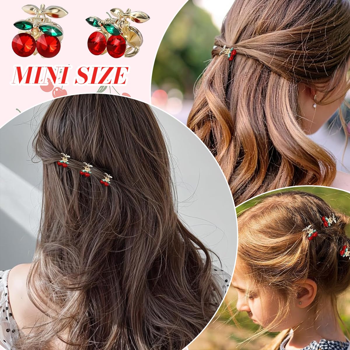 MAYCREATE Cherry Claw Hair Clips for Women featuring Non Slip Grip and Acrylic Alloy Design | 2Pcs Small Fashion Accessories