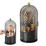 MAYCREATE Makeup Brush Holder for Vanity and Bathroom with 360 Rotating Base | 12.3×27 cm Clear Black Organizer