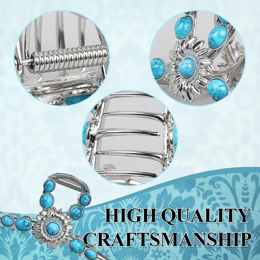 MAYCREATE Claw Clips for Women with 4.53 in Metal Base and Secure Spring Clasp | Faux Turquoise Hair Accessory