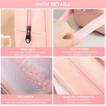 MAYCREATE Makeup Pouch Set for Travel with Reinforced Handle and Waterproof Design | 3 Pcs Pink Toiletry Organizer