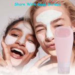 MAYCREATE Travel 3Pcs Bottles for Toiletries, Squeezable Soft Silicone Toiletries Bottles Containers Leak Proof Refillable Dispenser with Face Brush Design (90ML White Blue Pink)