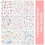 MAYCREATE Nail Art Stickers for DIY Floral Designs with 9 Sheets Self‑Adhesive Decals | Waterproof Nail Decor for Women and Girls