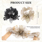 MAYCREATE Scrunchie Hair Bands for Women with Beaded Organza Flowers | 2PCS Black and Golden Rose Set