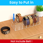 MAYCREATE Belt Organizer, Acrylic 7-Compartments Belt Container Storage Holder, Clear Belt Container Display Holder for Closet Tie and Bow Watch Jewelry Bracelets Ring Cosmetic