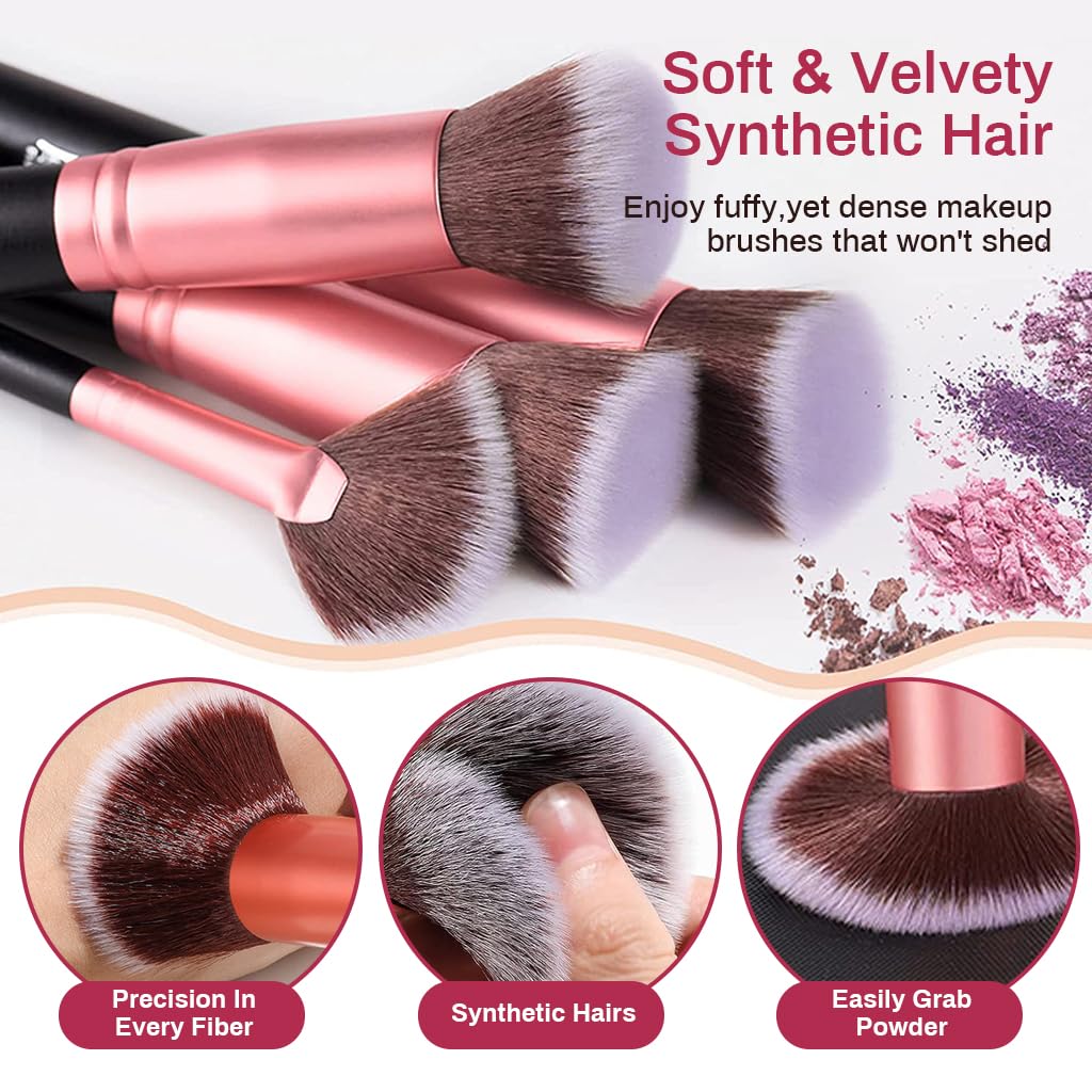 MAYCREATE Makeup Brush Set Professional 22PCS with Storage Pouch Brush Sets in Makeup with Ultra Soft Bristles Premium Makeup Brushes Kit with 2 Makeup Sponges+2 Powder Puff +1 Brush Cleaner