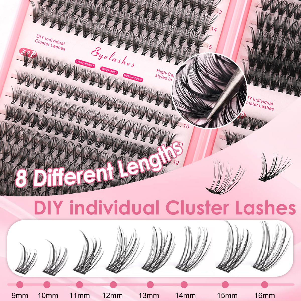 MAYCREATE Lash Clusters for DIY Eyelash Extensions featuring 640 pcs 9–16mm with Flexible Band