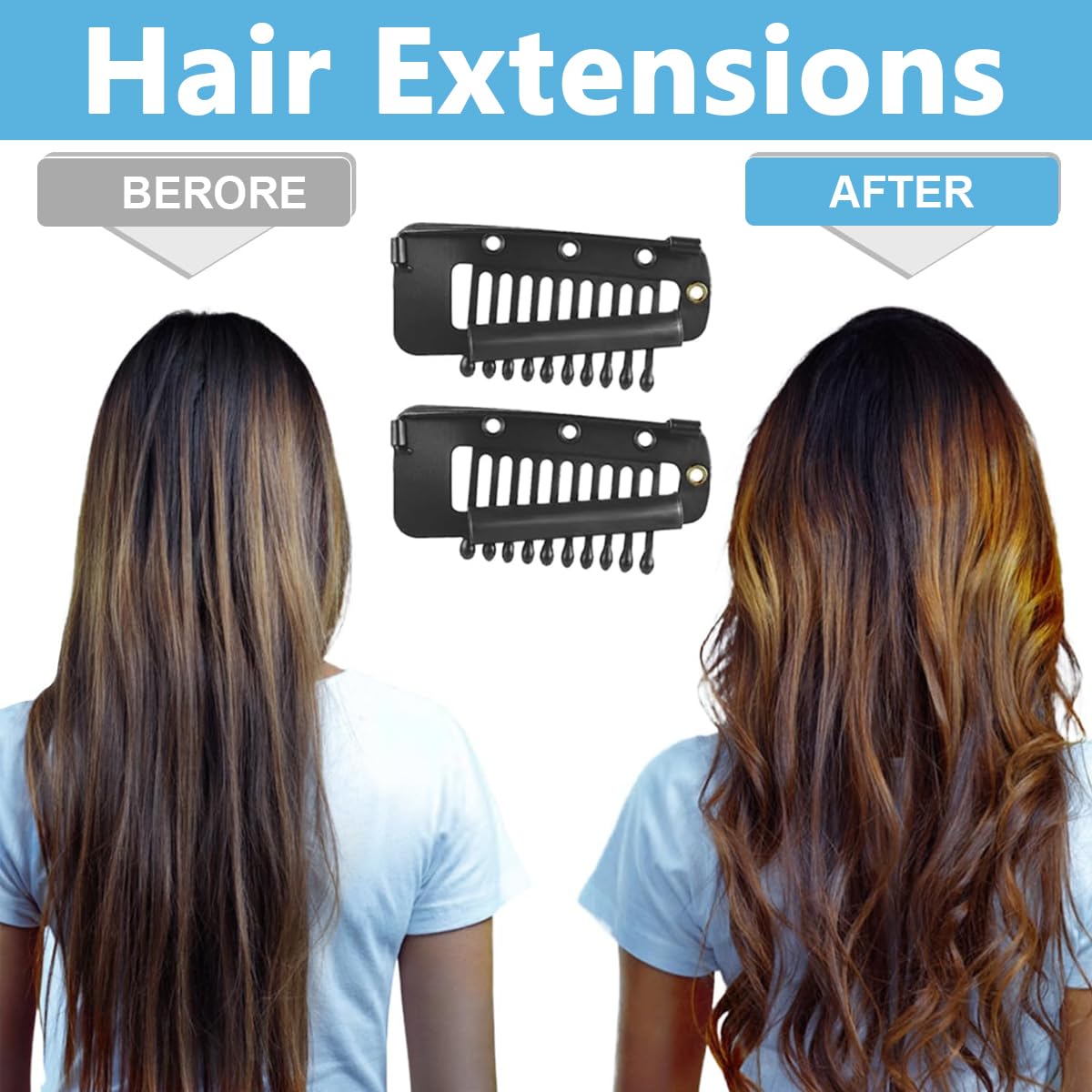 MAYCREATE 10Pcs Chunni Clips with Safety Pins, Snap-on Dupatta Pin Hijab Pins Stainless Steel Wig Clips for Headscarf or Hair Extensions - Black