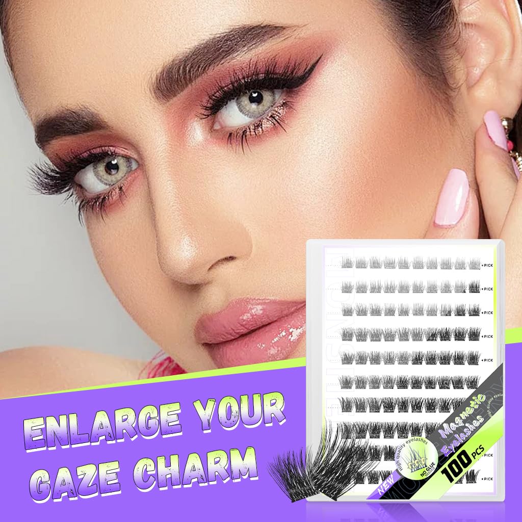 MAYCREATE Self Adhesive Eyelash Clusters 100 pcs with Pre Glued Strips for Natural Look