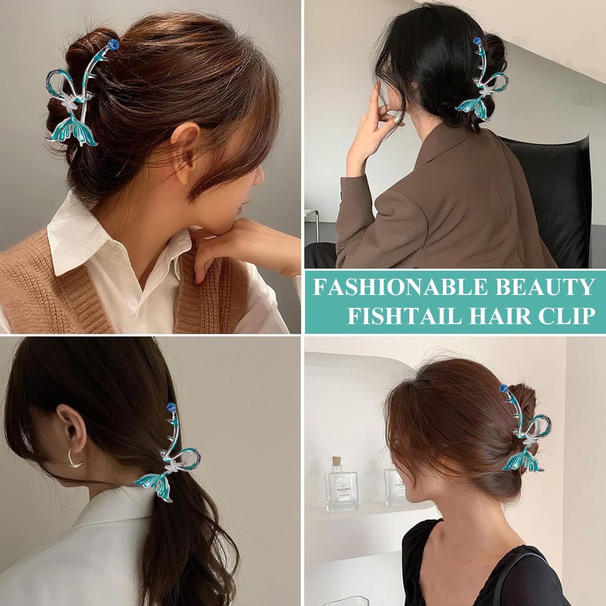 MAYCREATE Hair Claw Clip for Women with Mermaid Tail Design and Silver Alloy Finish | Elegant Styling Accessory