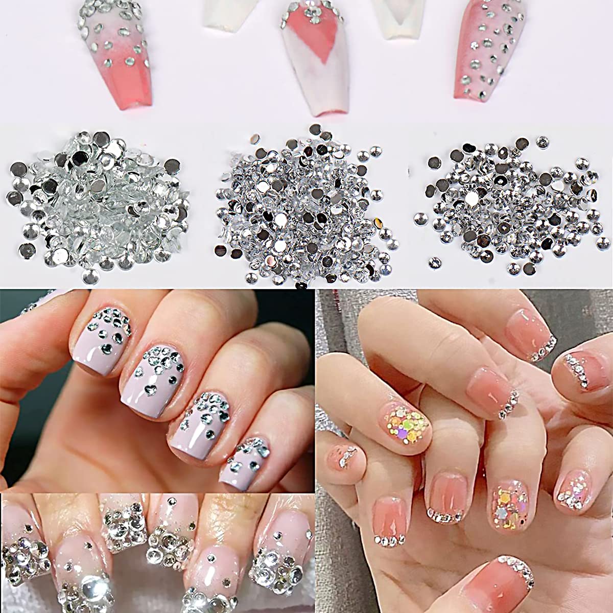 MAYCREATE Nail Art Kit for Women with 48 Pcs Glitter Stones and 15 Brushes | 5 Dotting Pens