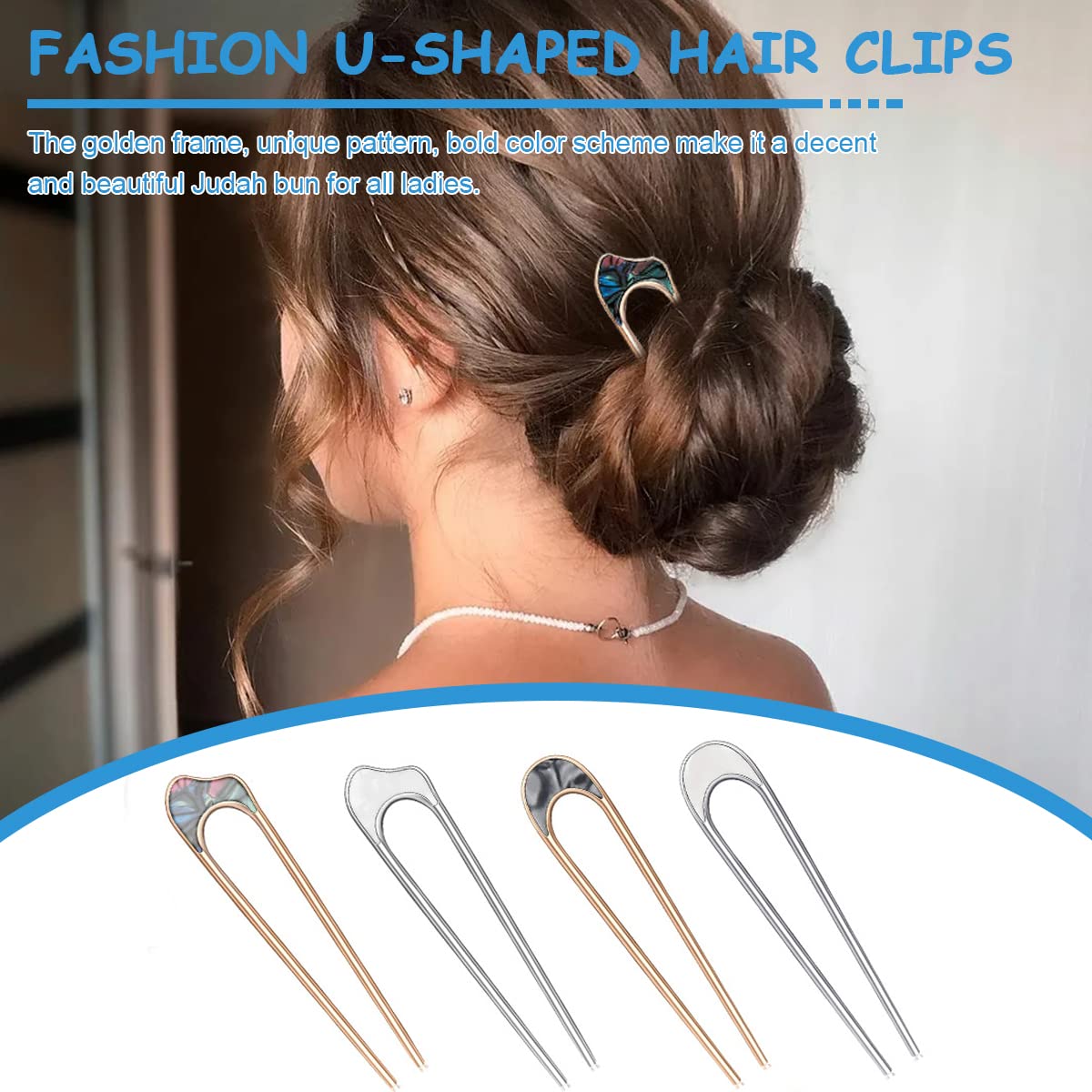 MAYCREATE Magic Grip Hair Pins for Buns with 12pcs 10.5cm U Shaped Metal Design | Women Accessories
