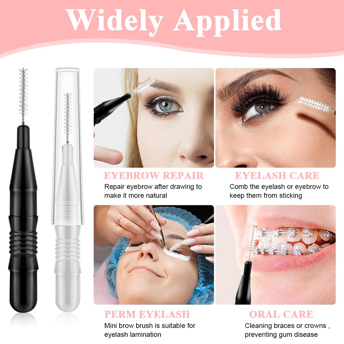 MAYCREATE 20pcs Eyebrow Brush for Women, Micro Lash Mascara Brush With Cap, Eyelashes Spoolie Brush for Mascara Cream, Eyelash Lift Extensions Applicators, Brow Clean