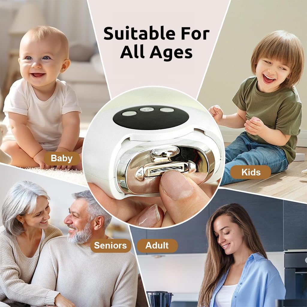 MAYCREATE Electric Nail Clipper with LED 2 IN 1 Nail Clipper& Nail Filer, 2 Speeds Adjustable USB Rechargeable Electric Nail Clipper Nail File, Safe Nail Clipper for Kids Elders Adults