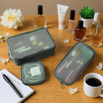 MAYCREATE Makeup Organizer Bag Set for Travel with 8PCS Mesh Zipper Pouches in Green