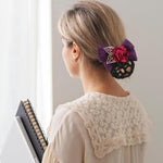 MAYCREATE Hair Bun Net for Women with Floral Rose Bowknot Clip | 2 PCS Mesh Snood Accessory