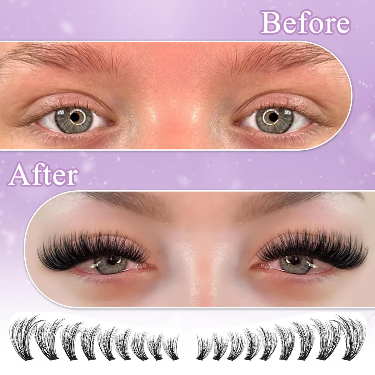MAYCREATE Lash Clusters for DIY Lash Extensions featuring 404 pcs Mixed Types and 70 Spike Fan | Wispy Natural Look