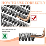 MAYCREATE 480PCS Lash Clusters DIY Eyelash Extensions, Lash Clusters 9-16mm Mixed D Curl Individual Eyelashes Clusters Wispy DIY Eyelash Extension Thin Band & Soft