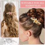 MAYCREATE Floral Hair Clips for Women with Rhinestone Embellishment 5 in Metal Barrettes | Set of 2