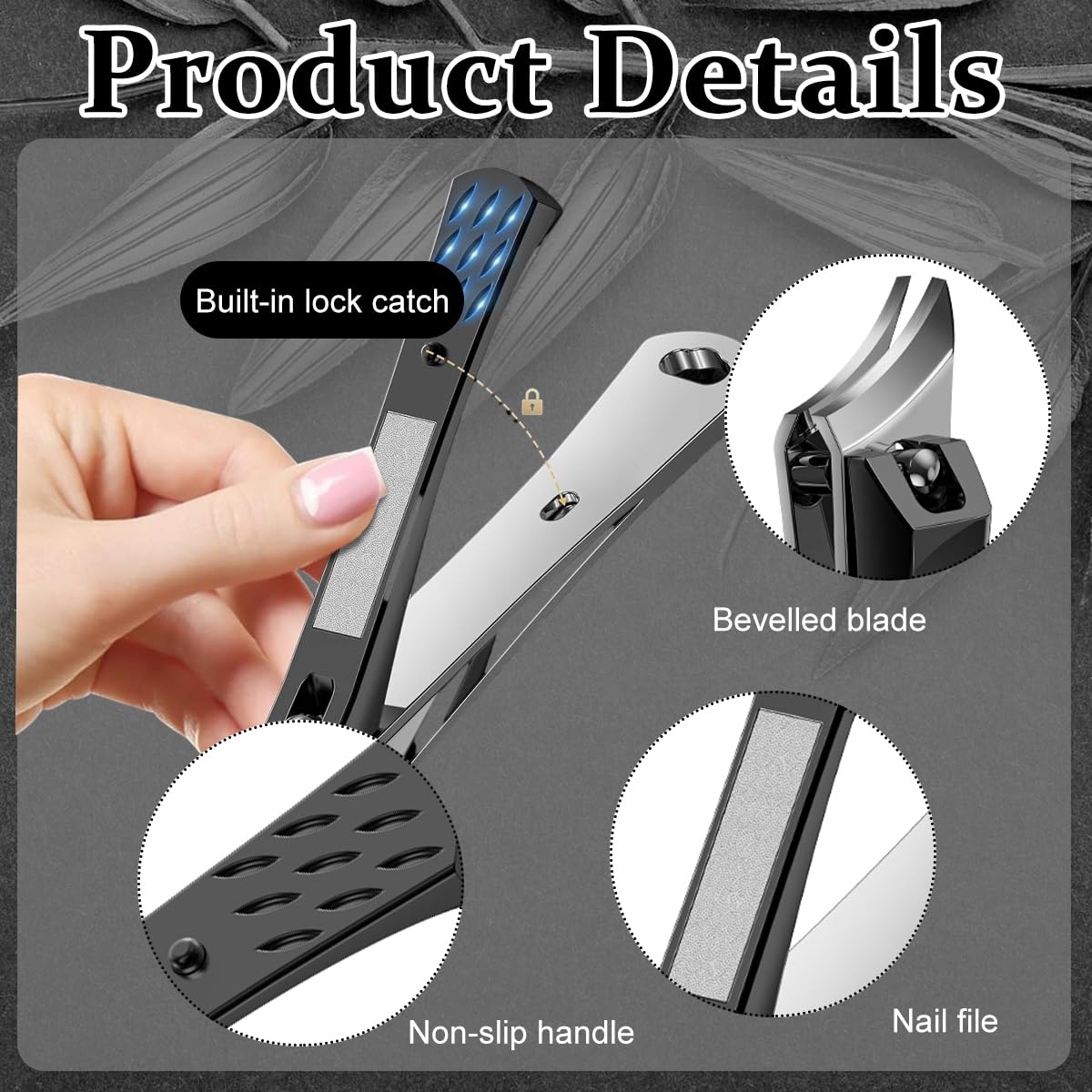 MAYCREATE 2pcs Slanted Nail Clipper Heavy Duty Stainless Steel Nail Clipper Portable Angled Nail Clipper for Fingernails Toenails No Splash Nail Clipper for Thick Toenails and Ingrown Nails
