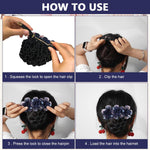 MAYCREATE Floral Hair Snood Net, Barrette Hair Bun Cover, Rhinestone Hair Bun Clips for Women, Lady Hair Bun Accessories Bun Maker Hairnet for Dancer Nurse Work or Daily