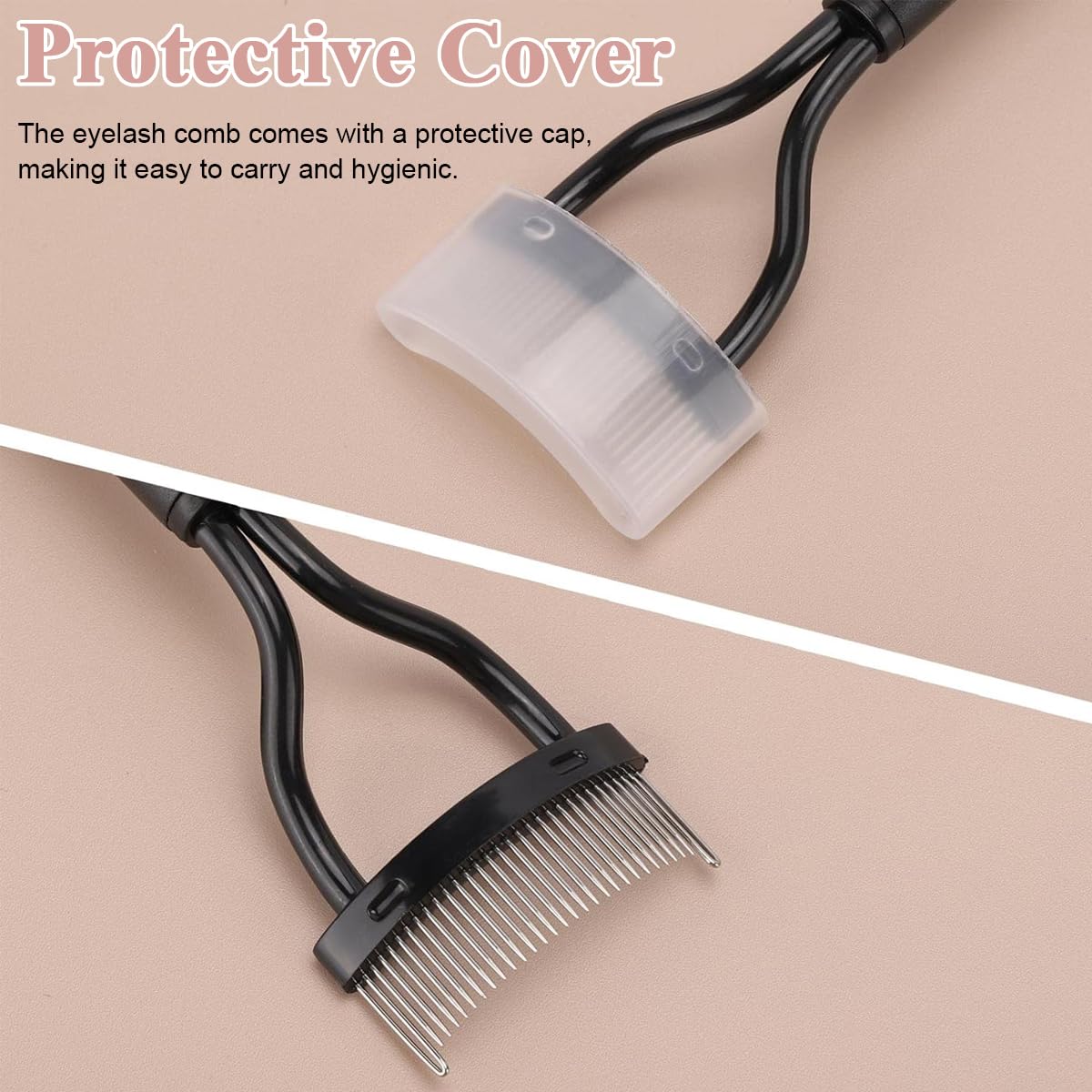 MAYCREATE Eyelash Separator Comb 2 Pcs for Clump Free Lashes with Dual Head Metal Brush | Includes Protective Cover