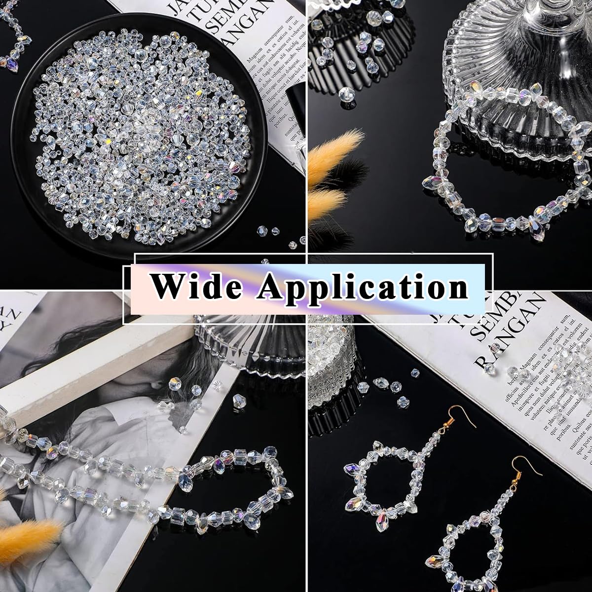 MAYCREATE 600PCS Glass Beads, Crystal Beads for Jewelry Making Crystal Glass Crystal Beads Rainbow for Jewelry Making Crafts DIY Necklace Bracelet Making Kit Crystal Beads
