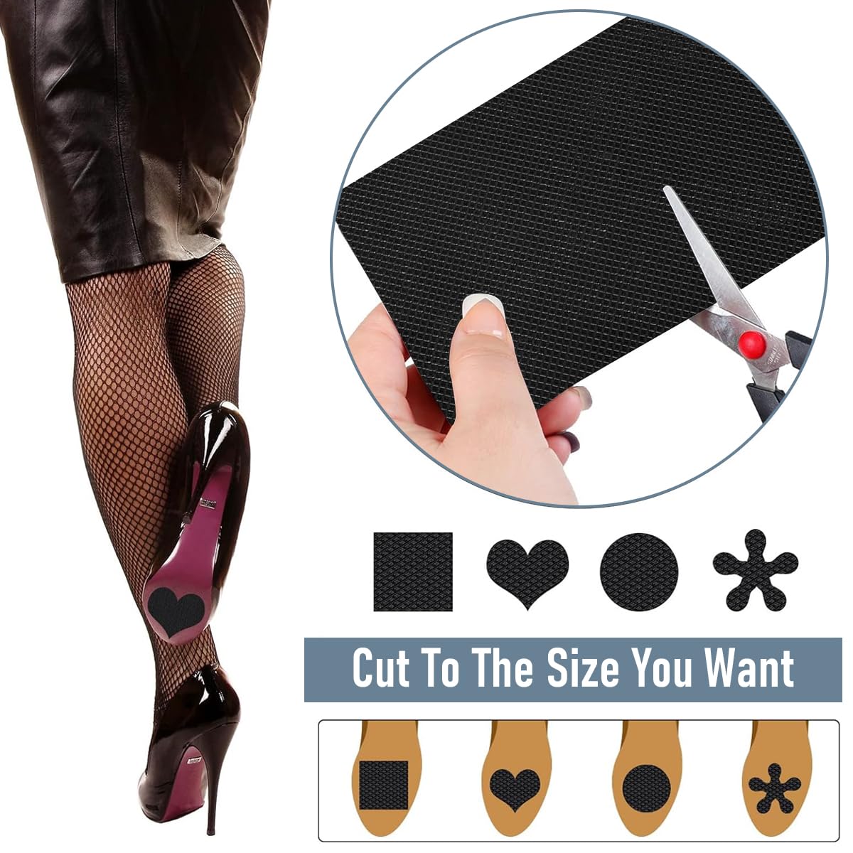 MAYCREATE Shoe Sole Protectors 24PCS for Leather Shoes and High Heels featuring Non Slip Rubber | Self Adhesive Cuttable Grips