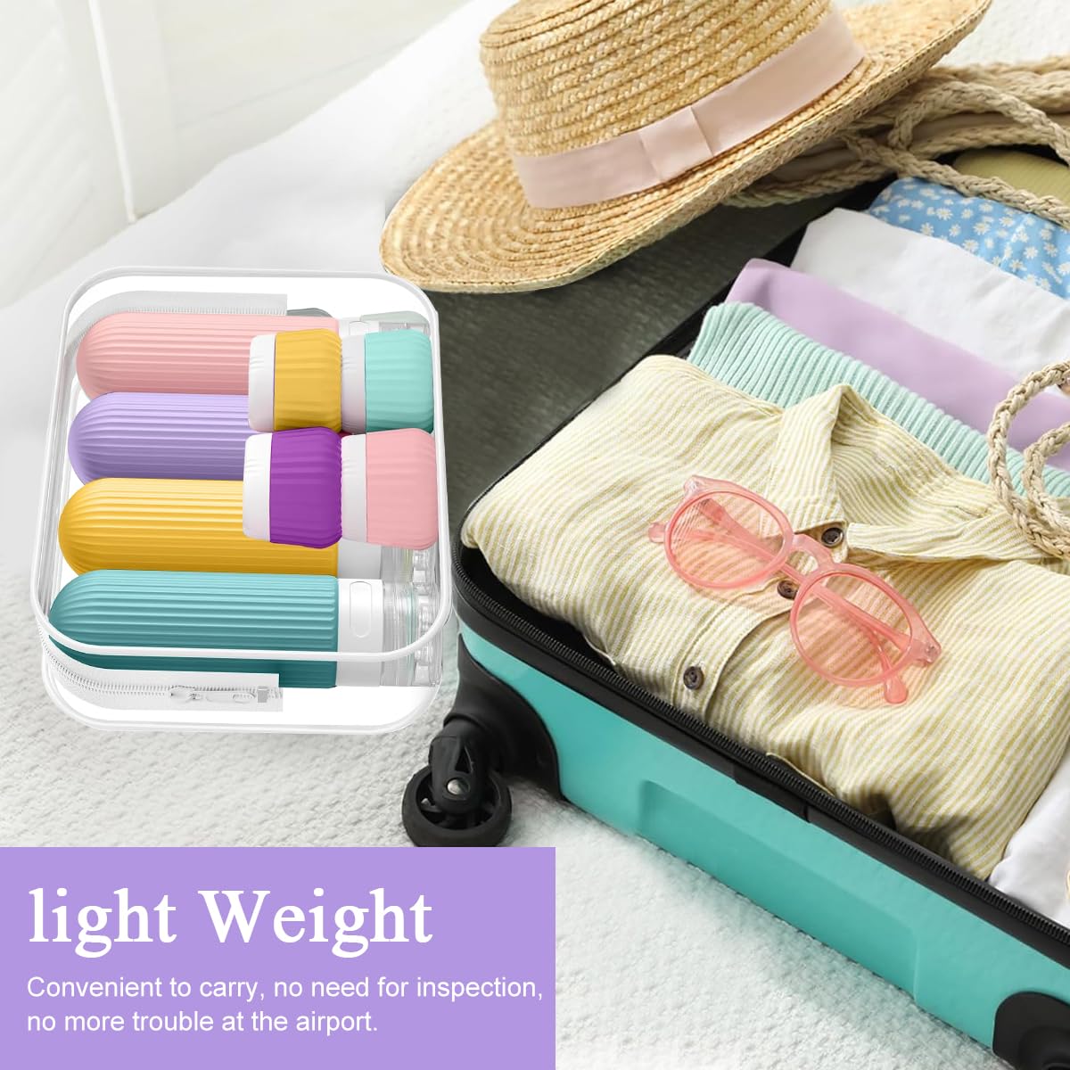 MAYCREATE Toiletries Travel Bottles Set for Air Travel with 8pcs 90ml and 40ml Leakproof Silicone Containers