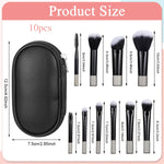 MAYCREATE Makeup Brush Set for Travel with 10Pcs Short-Handle Brushes & Zipper Pouch